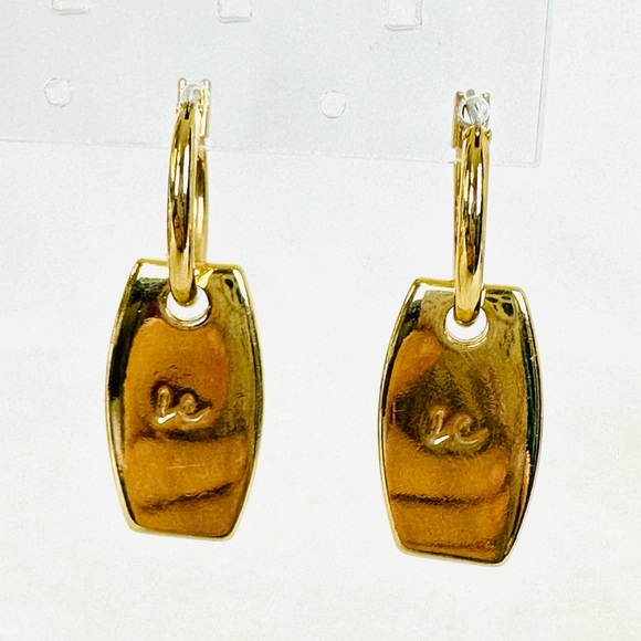 LIZ CLAIBORNE Vintage 90s Gold Tone Hoop Earrings with 3 Interchangeable Dangles - Picture 5 of 7